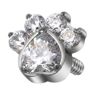 Titanium Top Paw Print Heart Stone Internally Threaded