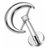 Titanium Labret Moon Zirconia Internally Threaded