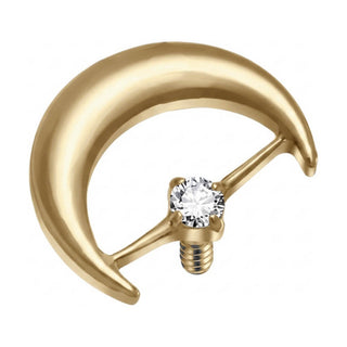 Titanium Top Crescent Moon With Stone Internally Threaded