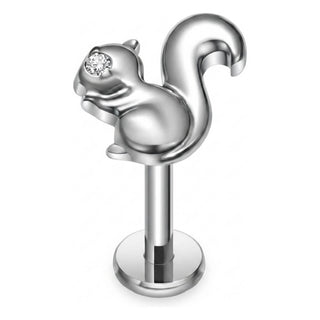 Titanium Labret Squirrel Zirconia Internally Threaded