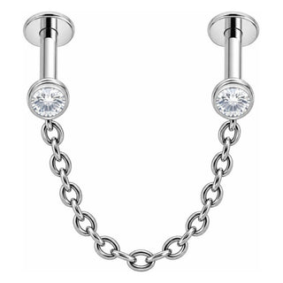 Titanium Labret Chain Zirconia Internally Threaded