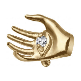 Titanium Top Open Hand With Clear Stone Internally Threaded