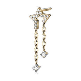 Titanium Top Star Outline With Double Chain Internally Threaded
