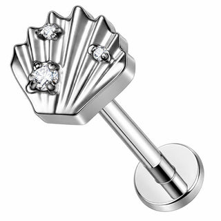 Titanium Labret Seashell Zirconias Internally Threaded