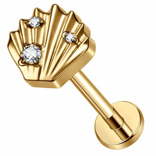 Titanium Labret Seashell Zirconias Internally Threaded