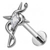 Titanium Labret Tribal Rhombus Zirconia Internally Threaded