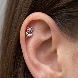 Titanium Top Cutout Flower With Leaves Internally Threaded