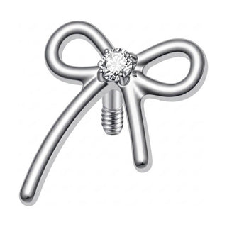 Titanium Top Ribbon Bow With Stone Internally Threaded