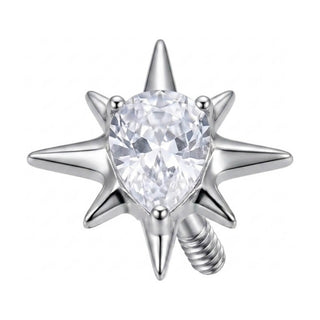 Titanium Top Spiked Pear Stone Star Internally Threaded
