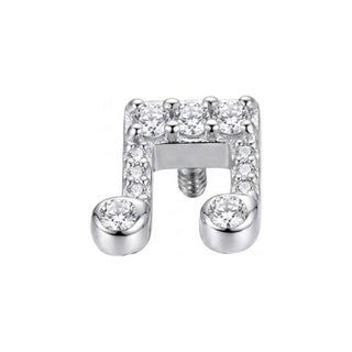 Titanium Top Double Music Note With Stones Internally Threaded