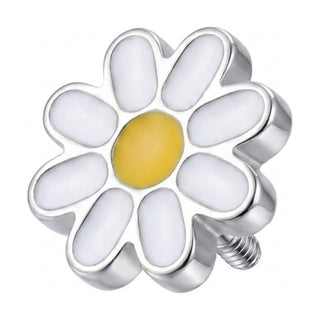 Titanium Top White And Yellow Daisy Flower Internally Threaded