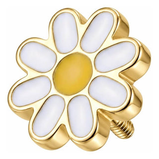 Titanium Top White And Yellow Daisy Flower Internally Threaded