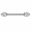 Titanium Nipple Piercing Clear Teardrop Zirconia Internally Threaded