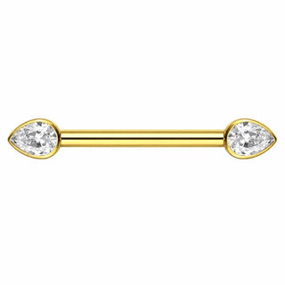 Titanium Nipple Piercing Clear Teardrop Zirconia Internally Threaded