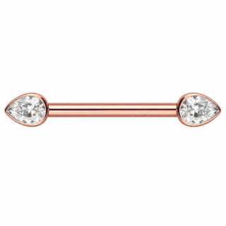 Titanium Nipple Piercing Clear Teardrop Zirconia Internally Threaded