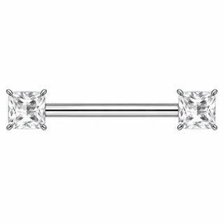 Titanium Nipple Piercing Square Cut Zirconia Internally Threaded