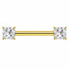 Titanium Nipple Piercing Square Cut Zirconia Internally Threaded