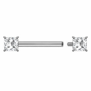 Titanium Nipple Piercing Square Cut Zirconia Internally Threaded