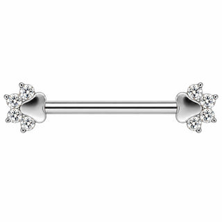 Titanium Nipple Piercing Animal Paw Print Zirconia Internally Threaded
