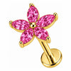 Titanium Labret Five Petal Marquise Stone Flower Internally Threaded
