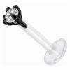 Titanium Labret Prong Set Clear Stone Internally Threaded