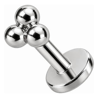 Silver 925 Labret Trinity Ball Cluster Internally Threaded