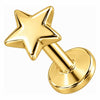 Silver 925 Labret Five Pointed Star Internally Threaded