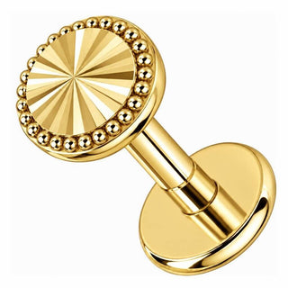Silver 925 Labret Sunburst Beaded Circle Internally Threaded