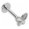 Silver 925 Labret Beaded Edge Butterfly Internally Threaded