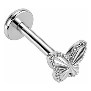 Silver 925 Labret Beaded Edge Butterfly Internally Threaded