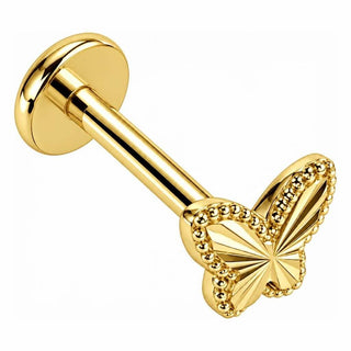 Silver 925 Labret Beaded Edge Butterfly Internally Threaded