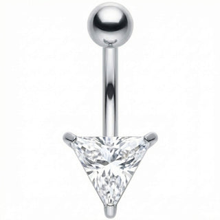 Belly Button Piercing Triangle Cut Stone Internally Threaded