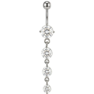 Belly Button Piercing Four Cascading Stones Drop Internally Threaded