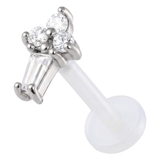 Titanium Labret Ice Cream Cone With Stones Internally Threaded