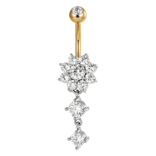 Titanium Belly Button Piercing Floral Cascade With Stones Internally Threaded