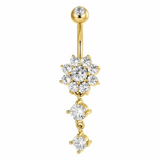 Belly Button Piercing Floral Cascade With Stones Internally Threaded