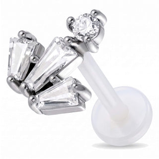 Titanium Labret Asymmetric Stone Fan Cluster Internally Threaded