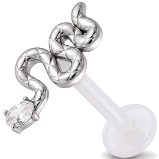 Titanium Labret Snake With Oval Stone Internally Threaded