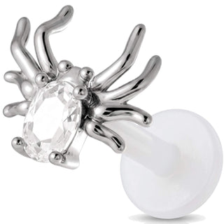 Titanium Labret Spider With Oval Stone Internally Threaded