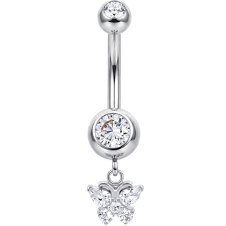Belly Button Piercing Dangling Stone Butterfly Internally Threaded