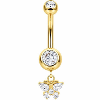 Belly Button Piercing Dangling Stone Butterfly Internally Threaded