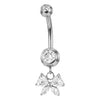 Belly Button Piercing Dangle Stone Bow Internally Threaded