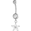 Belly Button Piercing Dangling Five Petal Flower Internally Threaded